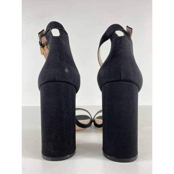 Stuart Weitzman Ankle Strap Block Heel Leather Sandal Black Women's 38eur A406 - Picture 4 of 8